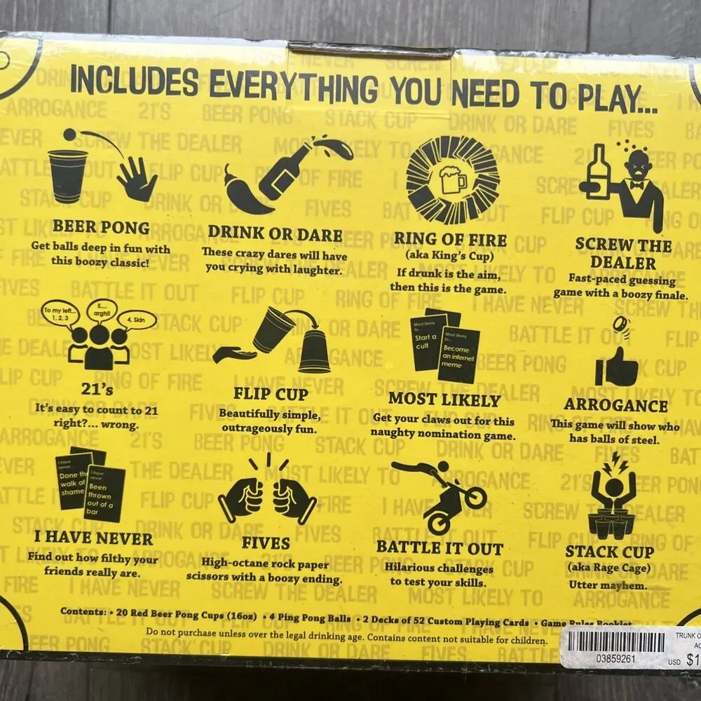TRUNK OF DRUNK Box Containing Eight of the Greatest Drinking Games Ever